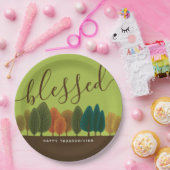 Gezegend herfst bos botanisch licht groen papieren bordje (Feest)