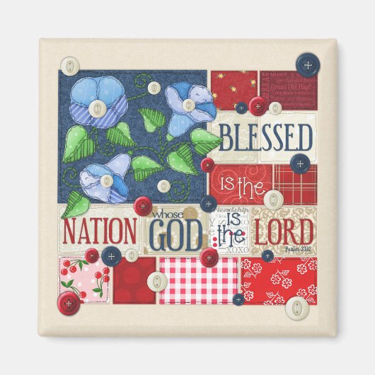 "Gezegend is de Natie" Schrift Magneet (Voorkant)