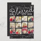 Gezegend Jaar Kerstmis Fotocollage Feestdagenkaart (Voorkant / Achterkant)