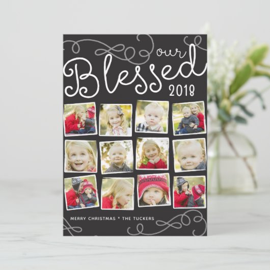 Gezegend Jaar Kerstmis Fotocollage Feestdagenkaart (Staand voorkant)