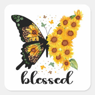 Gezegend Jezus heeft mijn rugvlinder Christelijk Vierkante Sticker
