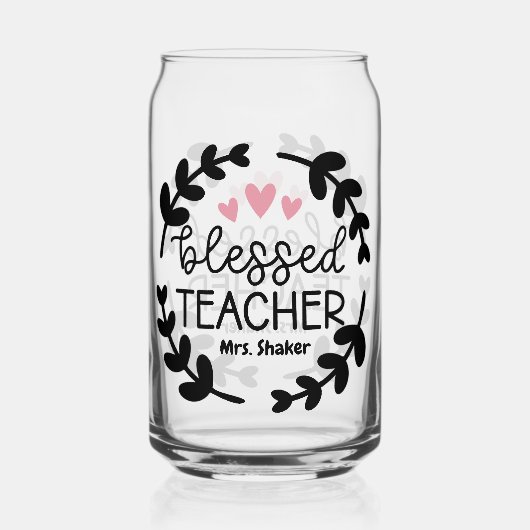Gezegend Leraar Aangepaste Naam Leraar Waardering Blikvorm Glas (Voorkant)
