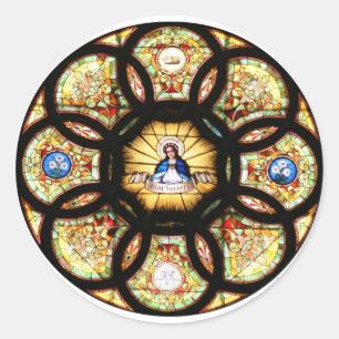 Gezegend Maagd Maria Glas in lood Ronde Sticker