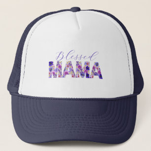 Gezegend Mama Shirt met kleurrijke bloementekst Trucker Pet