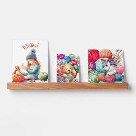 Gezegend meisje en vrienden haakwerk kleurrijk gar fotoplankje