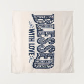 Gezegend met liefde (beige achtergrond) wandkleed (Voorkant (horizontaal))