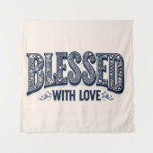 Gezegend met liefde (beige achtergrond) wandkleed (Voorkant)