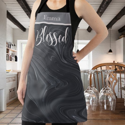 Gezegend Modern Script Faux Marble gepersonaliseer Schort