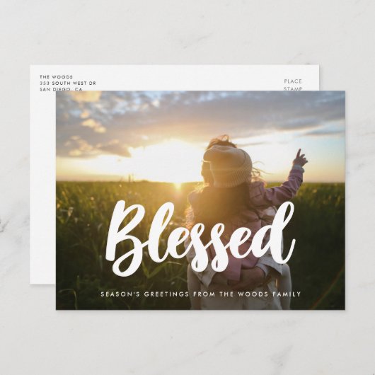 Gezegend Moderne typografie fotovakantie Briefkaart (Voorkant / Achterkant)