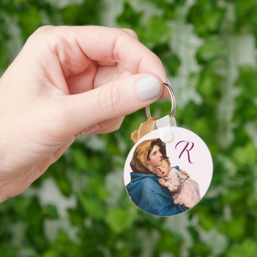 Gezegend Moeder Gebed w / Monogram Sleutelhanger (Hand)