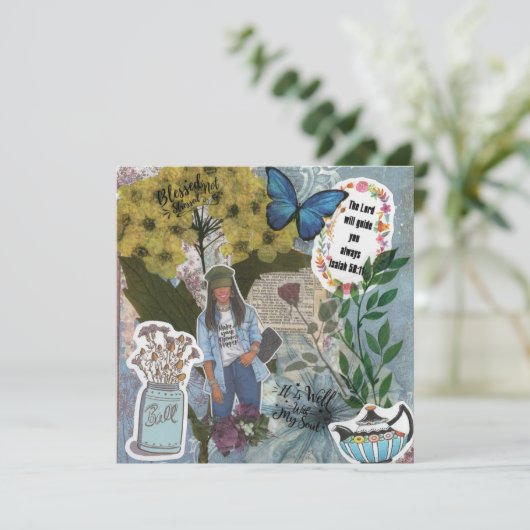 Gezegend niet gestrest plat Wenskaart (Staand voorkant)