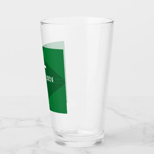 Gezegend Nieuwjaar Groen en Wit Kruis Christelijk Glas (Links)