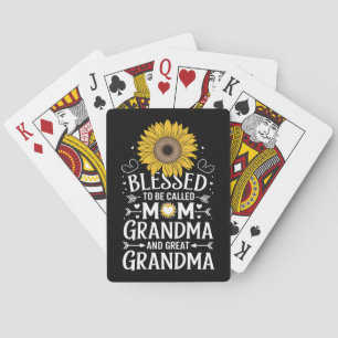 Gezegend om te worden genoemd oma grote zonnebloem pokerkaarten