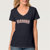 GEZEGEND Rood Wit Bloemen Dankbaarheid Retro Tekst T-shirt (Voorkant)