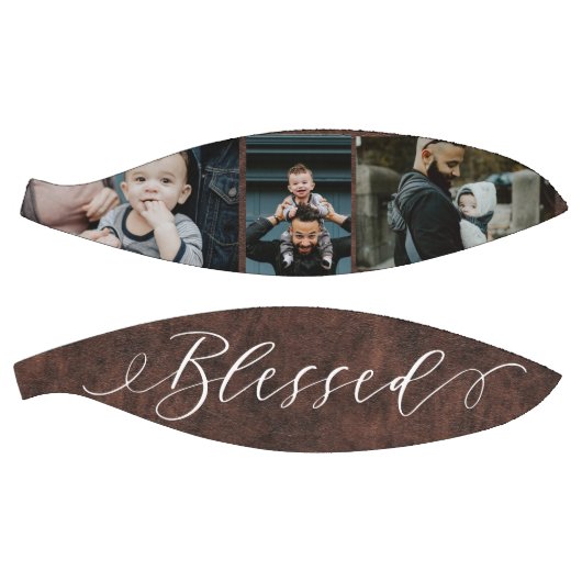 Gezegend Script Lederen Vaderdag Fotocollage Basketbal (Panelen)