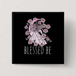 Gezegend Vierkante Button 5,1 Cm