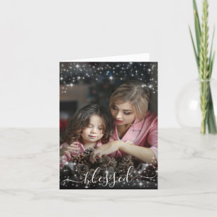 Gezegend. Volledige foto van Lijst met feestjes Feestdagen Kaart