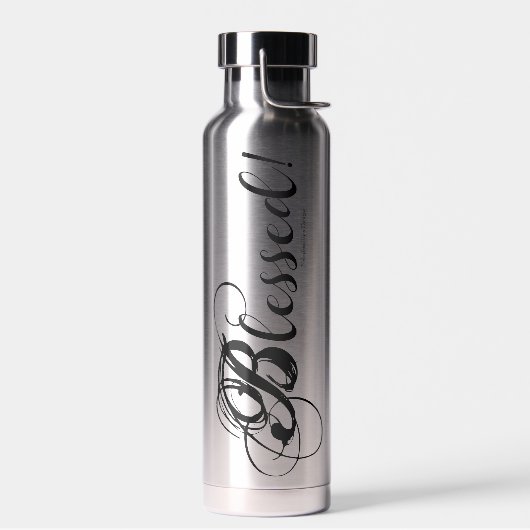 Gezegend! Waterfles (zilver) (Links)