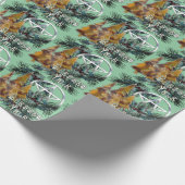 Gezegend Yule Zilveren Pentakel Holly en Pine Cadeaupapier (Hoek)