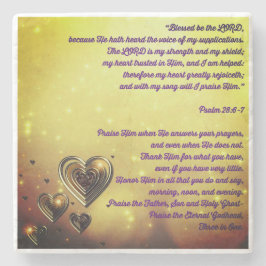 Gezegend zij de Heer Psalm 28:6-7 Stenen Onderzetter