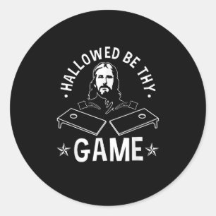 Gezegend zij Uw spel Christelijk Cornhole Jesus Ronde Sticker