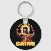 Gezegend zij Uw wint Grappige Gym Jesus Bodybuildi Sleutelhanger (Voorkant)
