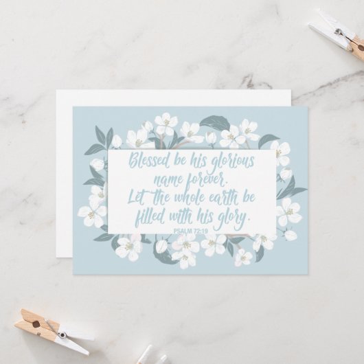 Gezegend zij Zijn Naam Psalm 72:19 Mooie Christeli Kaart (Voorkant / Achterkant in situ)