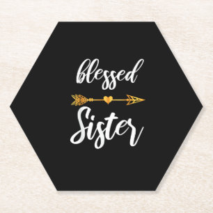 Gezegend Zusje Shirt Meisjes Vrouwen Familie Thank Kartonnen Onderzetters