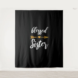 Gezegend Zusje Shirt Meisjes Vrouwen Familie Thank Wandkleed