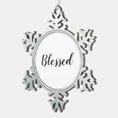 Gezegend zwart wit aangepaste script schattig tin sneeuwvlok ornament (Rechts)