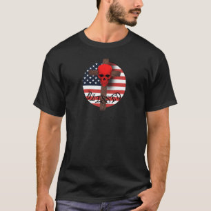 Gezegende Amerikaanse Vlag Kruis Rode Schedel Patr T-shirt