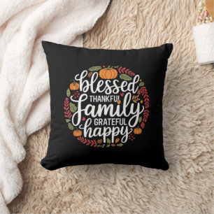 Gezegende Dankbare Familie Thanksgiving Avondmaal Kussen