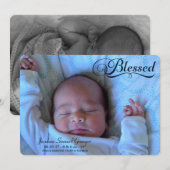 Gezegende Dubbelzijdige Fotojongen Geboorteaankond Aankondiging (Voorkant / Achterkant)