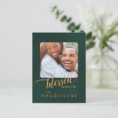 Gezegende Emerald Green Family Custom Photo Briefkaart (Staand voorkant)