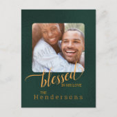 Gezegende Emerald Green Family Custom Photo Briefkaart (Voorkant)