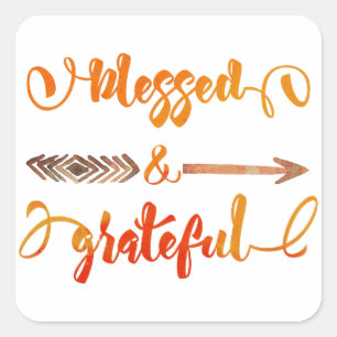 gezegende en dankbaar Thanksgiving Vierkante Sticker