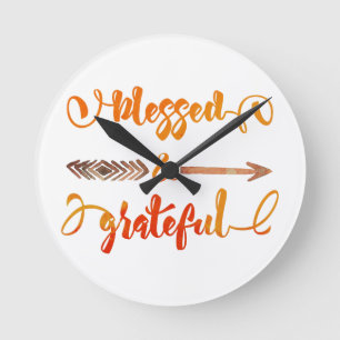 gezegende en dankbare thanksgiving ronde klok