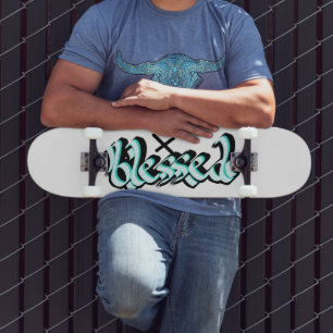 Gezegende Faith Urban Street Art Hand Lettering Skateboard