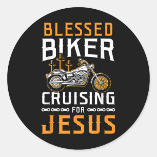 Gezegende fietser cruisen voor Jezus Christelijke  Ronde Sticker