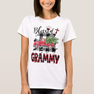 Gezegende Grammy Red-plaid Kerstmis T-shirt