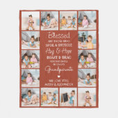 Gezegende Grootouders Custom Terracotta 14 Afbeeld Fleece Deken (Voorkant)