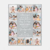 Gezegende grootouders gepersonaliseerd grijs 14 Af Fleece Deken (Voorkant)