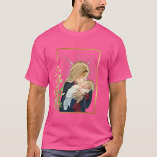 Gezegende Heilige Maagd Maria met Kind Jezus Rozen T-shirt