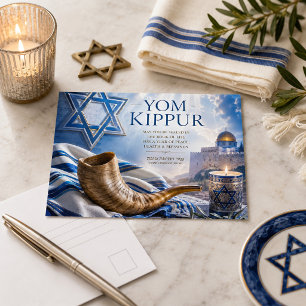 Gezegende Jom Kipoer Shofar, Davidster Briefkaart