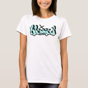 Gezegende kalligrafie straat kunst stedelijk t-shirt