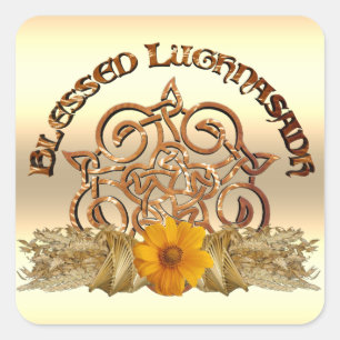 Gezegende Lughnasadh Keltische Pentacle heidense f Vierkante Sticker