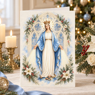 Gezegende Maagd Maria Bloemrijke Katholieke Gebed Feestdagen Kaart