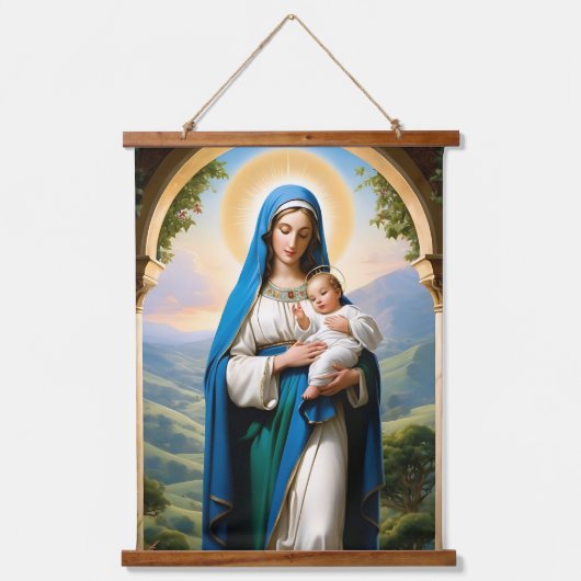 Gezegende Maagd Maria en Baby Jesus Hangend Wandkleed (Voorkant)