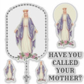 Gezegende Maagd Maria Heilige Rozenkrans Sticker (Voorkant)