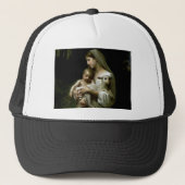 Gezegende Maagd Maria Holding Kind Jezus en Lam Trucker Pet (Voorkant)